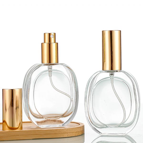 Custom Logo Spray Cosmetic 50Ml Oblate Glass Perfume Bottles Wholesale