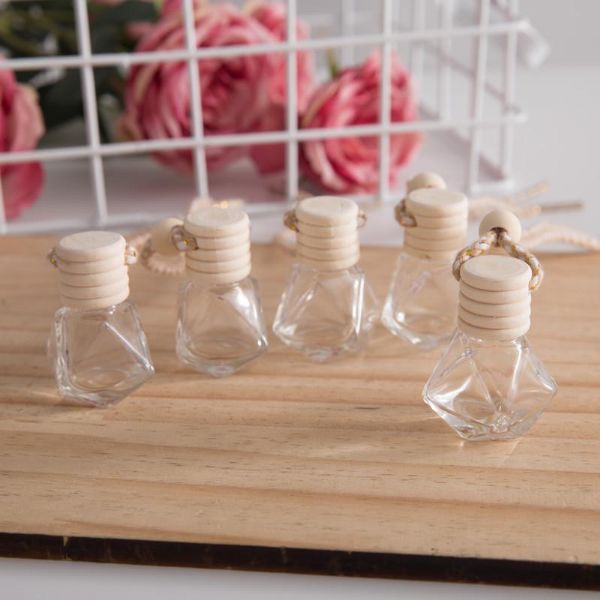Wholesale 7ml Wooden Bottle Cap Car Perfume Bottles With Lanyard