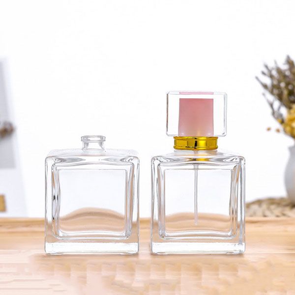 Wholesale Custom Clear Glass Bottles Square Perfume Spray Bottle 100ml