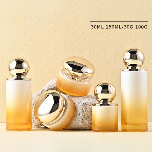 Custom Glass 30g 50g 40ml 100ml 120ml Spherical Cover Cosmetic Packaging Bottles Set