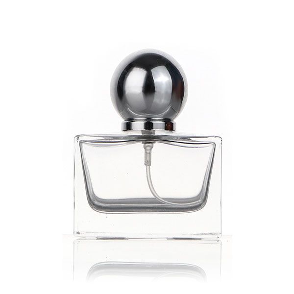 Customized 50ml cylindrical transparent glass perfume bottles