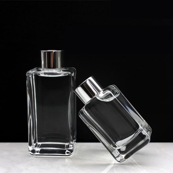 Wholesale square 50ml 100ml clear glass perfume bottle