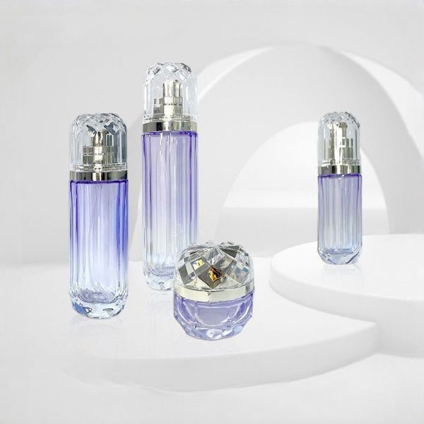 Wholesale purple gradient glass skincare packaging sets