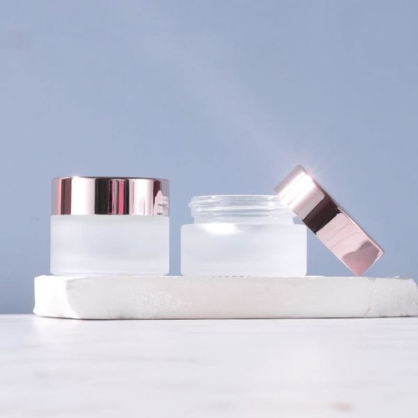 Frosted Glass Face Cream Jars with Lids Wholesale