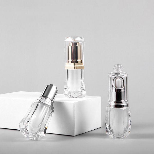 Wholesale Custom 10ml Acrylic Gold Silver Colors Pressure Dropper Oil Bottles