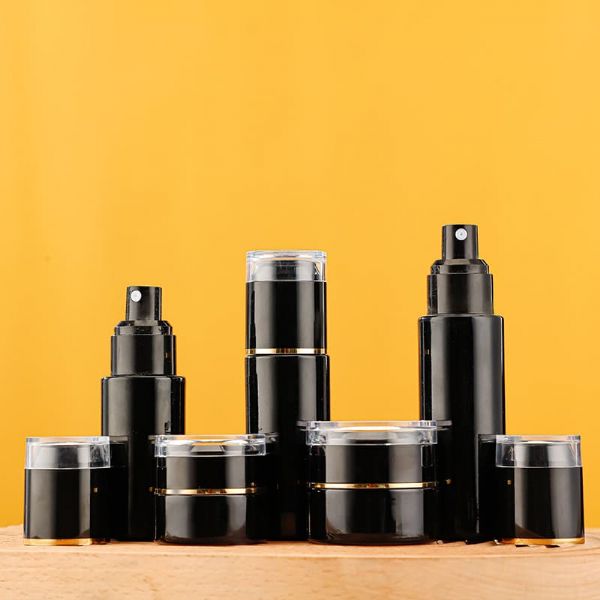 Wholesale custom black glass skincare packaging set