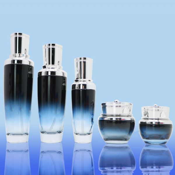 Customized Gradient Refillable Skincare Set Glass Bottles