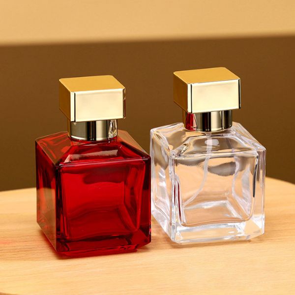Customized square convex glass spray bottles 70ml