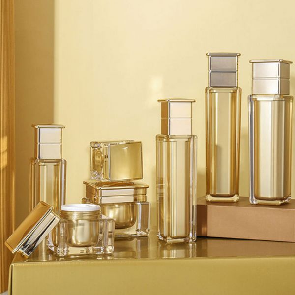 Square Acrylic Set Emulsion Press Dispenser Bottles