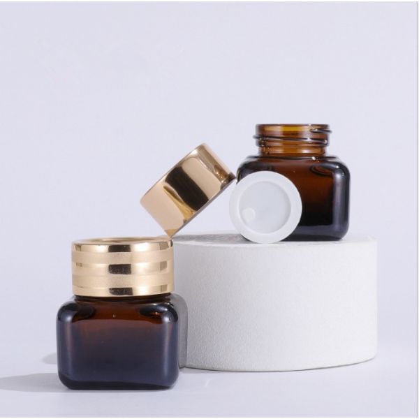 Wholesale 15g brown square glass face cream jars